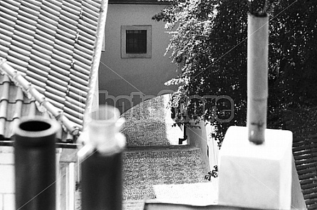 cobblestone stairway in Prague