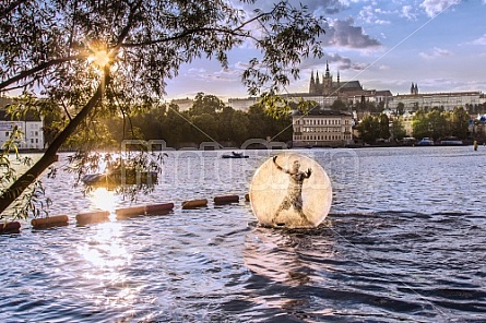 Water Zorbing on Vltava river in Prague