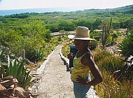 Cuban woman and cacti