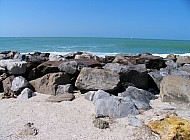 ocean behind rocks