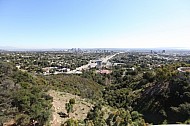 city, mountains, and sky