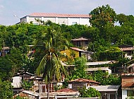 Homes and boats in the Bay of Santiago de Cuba