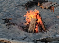 a fire on the beach