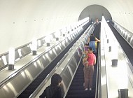 escalator in the Almaty metro