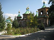 Holy Trinity Orthodox wooden church in Karakol (Kyrgyzstan)